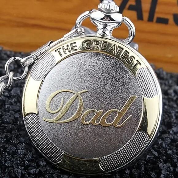 Greatest Dad Pocket Watch Gold Sliver Fathers Day Christmas Anniversary Birthday